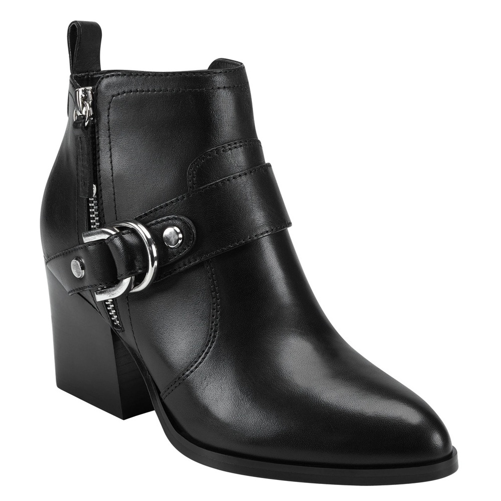 Marc Fisher Victa Moto Black Ankle Heeled Booties